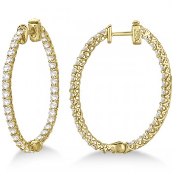 Large Oval-Shaped Diamond Hoop Earrings 14k Yellow Gold (3.51ct)