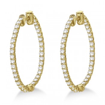 Large Oval-Shaped Diamond Hoop Earrings 14k Yellow Gold (3.51ct)