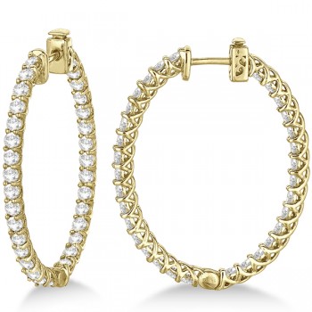 Lucida Oval-Shaped Diamond Hoop Earrings 14k Yellow Gold (4.52ct)
