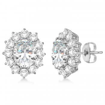 Oval Moissanite and Diamond Earrings 14k White Gold (7.10ctw)