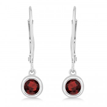 Leverback Dangling Drop Garnet Earrings 14k White Gold (0.50ct)