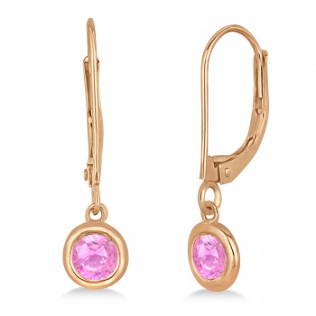 Leverback Dangling Drop Pink Sapphire Earrings 14k Rose Gold (0.50ct)