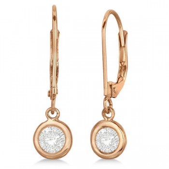 Leverback Dangling Drop Diamond Earrings 14k Rose Gold (0.50ct)