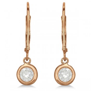 Leverback Dangling Drop Diamond Earrings 14k Rose Gold (0.50ct)