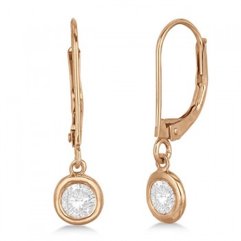 Leverback Dangling Drop Diamond Earrings 14k Rose Gold (1.00ct)