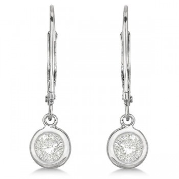 Leverback Dangling Drop Diamond Earrings 14k White Gold (0.50ct)