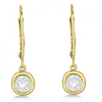 Leverback Dangling Drop Diamond Earrings 14k Yellow Gold (2.00ct)
