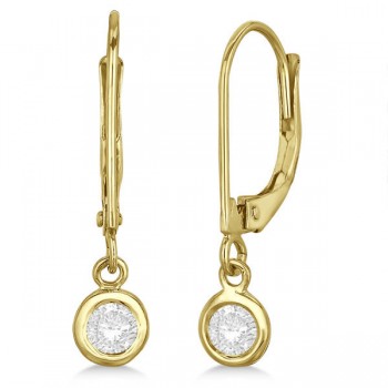 Leverback Dangling Drop Diamond Earrings 14k Yellow Gold (0.30ct)