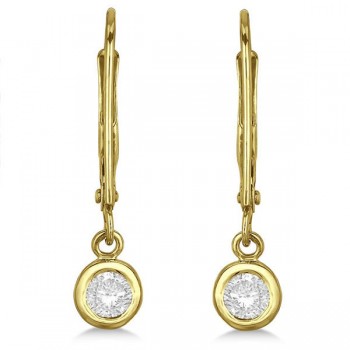 Leverback Dangling Drop Diamond Earrings 14k Yellow Gold (0.30ct)