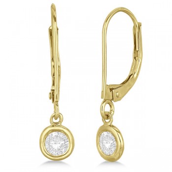 Leverback Dangling Drop Diamond Earrings 14k Yellow Gold (0.40ct)