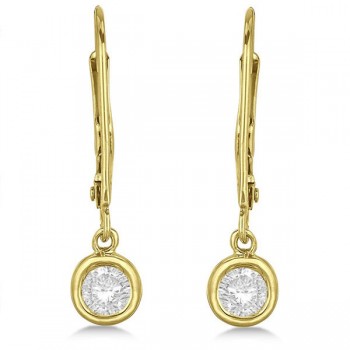 Leverback Dangling Drop Diamond Earrings 14k Yellow Gold (0.40ct)