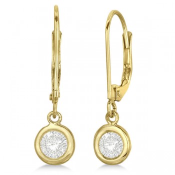 Leverback Dangling Drop Diamond Earrings 14k Yellow Gold (0.50ct)