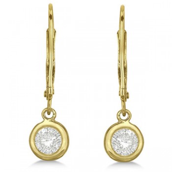 Leverback Dangling Drop Diamond Earrings 14k Yellow Gold (0.50ct)