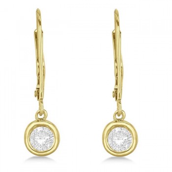 Leverback Dangling Drop Diamond Earrings 14k Yellow Gold (1.00ct)