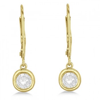 Leverback Dangling Drop Diamond Earrings 14k Yellow Gold (1.50ct)