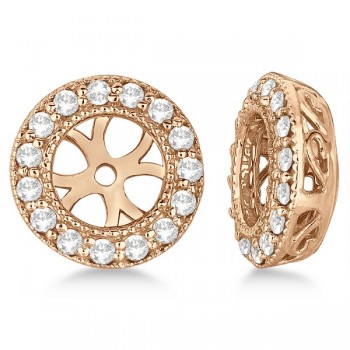 Vintage Round Cut Diamond Earring Jackets 14k Rose Gold (0.27ct)