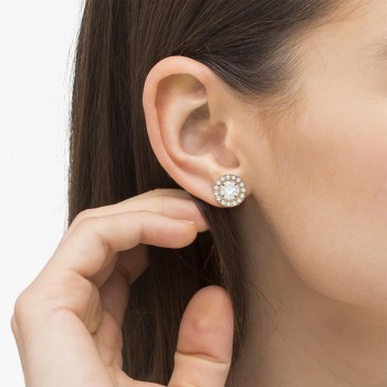 Vintage Round Cut Diamond Earring Jackets 14k Rose Gold (0.34ct)
