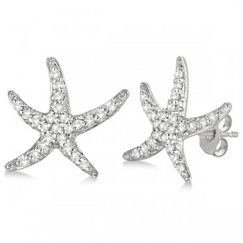 Diamond Starfish Earrings 14k White Gold (0.50ct)
