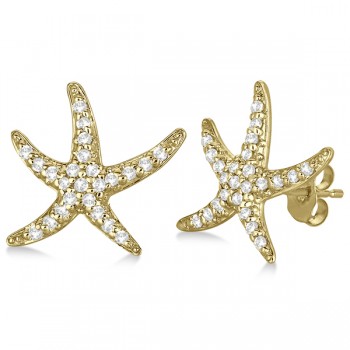 Lab Grown Diamond Starfish Earrings 14k Yellow Gold (0.50ct)