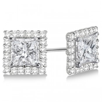 Square Diamond Earring Jackets Pave-Set 14k White Gold (0.50ct)