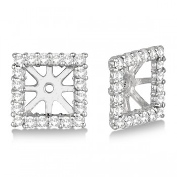 Square Diamond Earring Jackets Pave-Set 14k White Gold (0.50ct)
