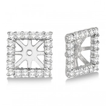 Square Diamond Earring Jackets Pave-Set 14k White Gold (0.67ct)