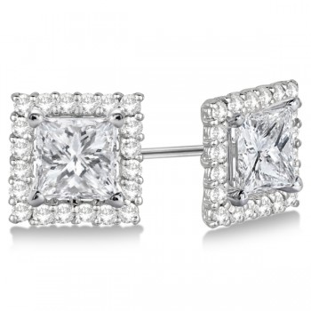 Square Diamond Earring Jackets Pave-Set 14k White Gold (1.01ct)