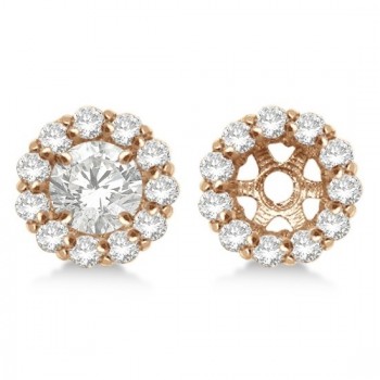 Round Diamond Earring Jackets for 4mm Studs 14K Rose Gold (0.64ct)