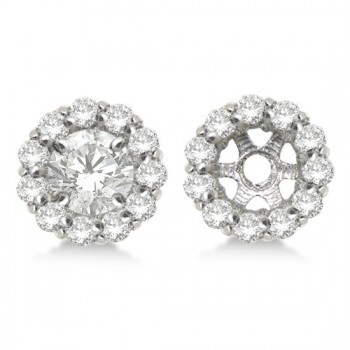 Round Diamond Earring Jackets for 4mm Studs 14K White Gold (0.64ct)