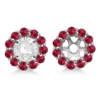 Round Ruby Earring Jackets for 5mm Studs 14K White Gold (1.08ct)