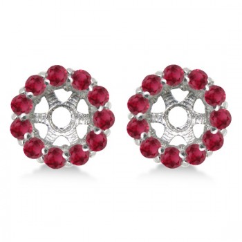 Round Ruby Earring Jackets for 6mm Studs 14K White Gold (1.20ct)