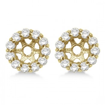 Round Diamond Earring Jackets for 4mm Studs 14K Yellow Gold (0.64ct)