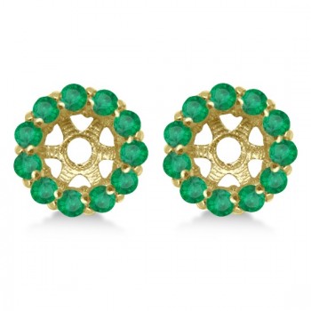 Round Emerald Earring Jackets for 5mm Studs 14K Yellow Gold (1.08ct)