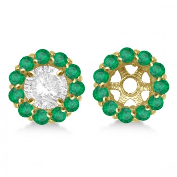 Round Emerald Earring Jackets for 7mm Studs 14K Yellow Gold (1.32ct)