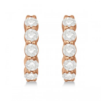 Hinged Hoop Diamond Huggie Style Earrings 14k Rose Gold (1.51ct)