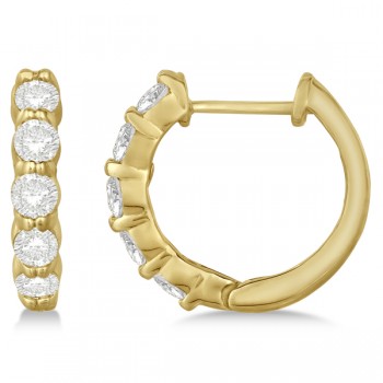 Hinged Hoop Diamond Huggie Style Earrings 14k Yellow Gold (1.00ct)