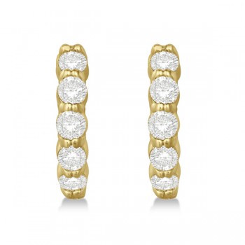 Hinged Hoop Diamond Huggie Style Earrings 14k Yellow Gold (1.00ct)