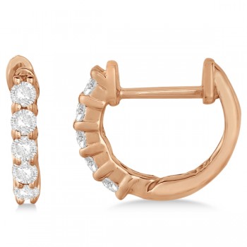 Hinged Hoop Diamond Huggie Style Earrings 14k Rose Gold (0.25ct)