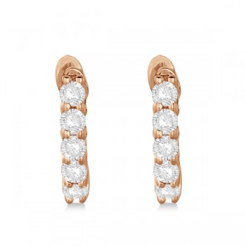 Hinged Hoop Diamond Huggie Style Earrings 14k Rose Gold (0.25ct)