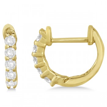 Hinged Hoop Diamond Huggie Style Earrings in 14k Yellow Gold (0.25ct)