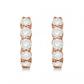 Hinged Hoop Diamond Huggie Style Earrings 14k Rose Gold (2.00ct)