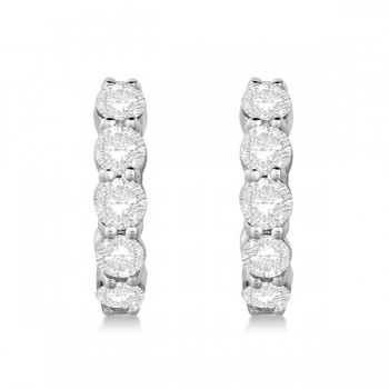 Hinged Hoop Diamond Huggie Style Earrings in 14k White Gold (2.00ct)