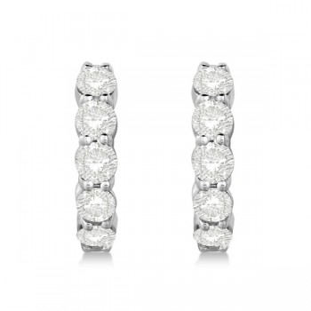 Hinged Hoop Diamond Huggie Style Earrings 14k White Gold (2.00ct)