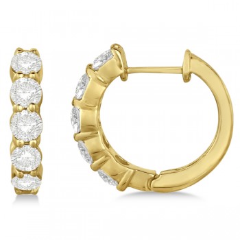 Hinged Hoop Diamond Huggie Style Earrings 14k Yellow Gold (2.00ct)