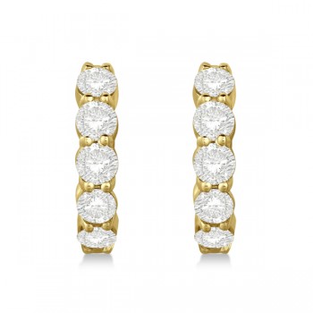 Hinged Hoop Diamond Huggie Style Earrings in 14k Yellow Gold (2.00ct)