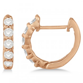 Hinged Hoop Diamond Huggie Style Earrings 14k Rose Gold (0.33ct)