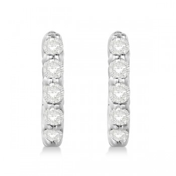 Hinged Hoop Diamond Huggie Style Earrings 14k White Gold (0.33ct)