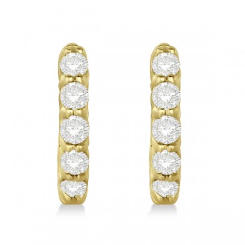 Hinged Hoop Diamond Huggie Style Earrings 14k Yellow Gold (0.33ct)