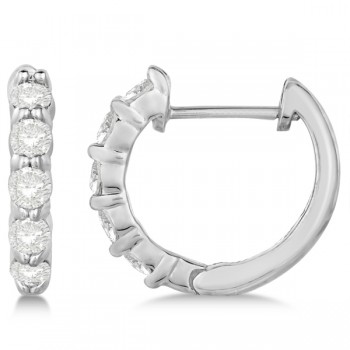 Hinged Hoop Diamond Huggie Style Earrings 14k White Gold (0.50ct)