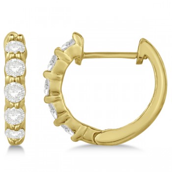 Hinged Hoop Diamond Huggie Style Earrings 14k Yellow Gold (0.50ct)